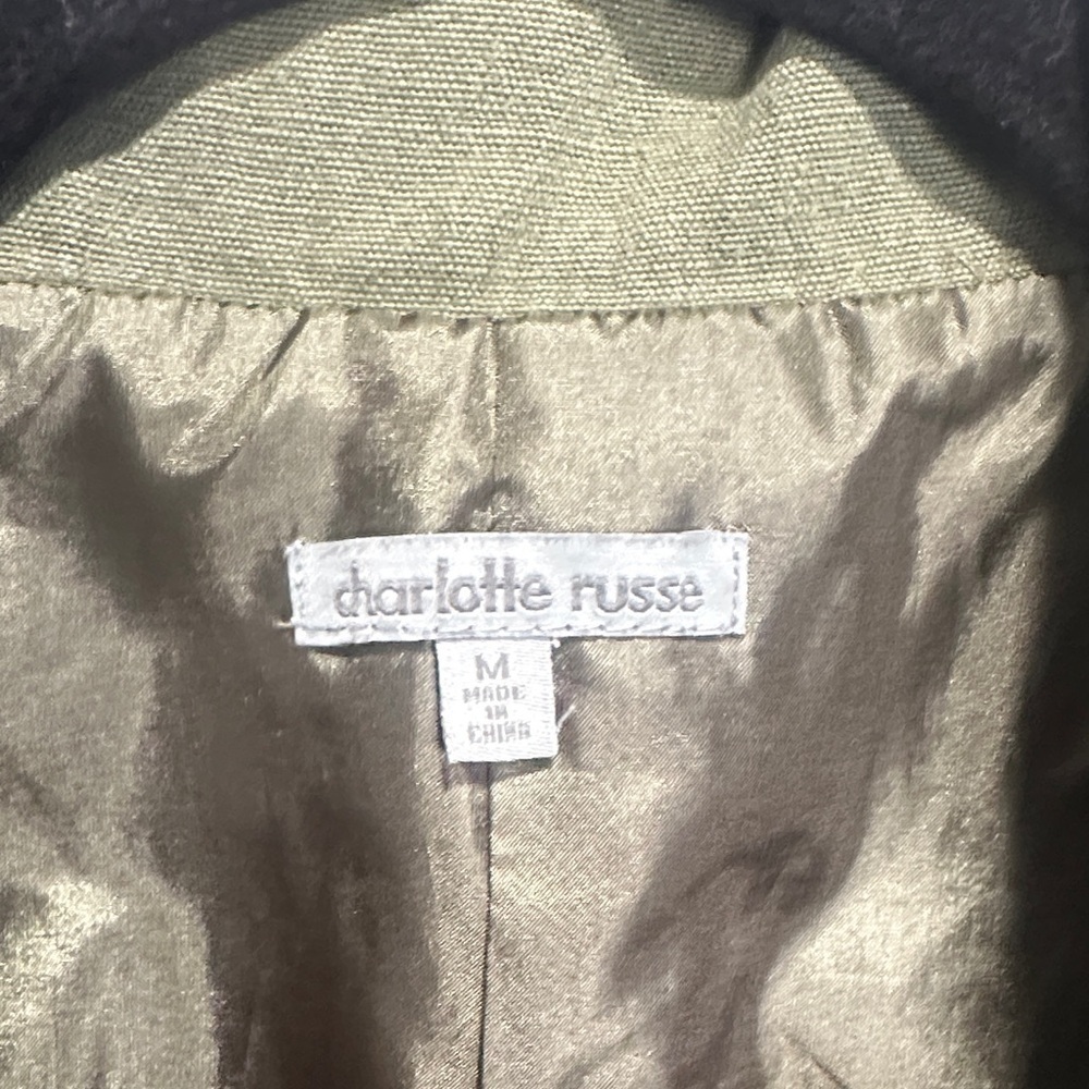 Charlotte Russe Khaki Green Vest with Studded Collar size M - Picture 2 of 7